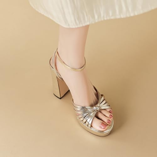 Women’s Metallic Platform Ankle-Strap Heels