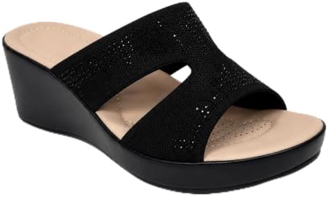 Women’s Rhinestone Knit Wedge Slides