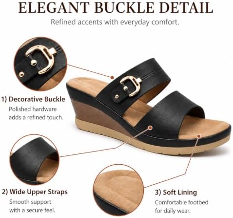 Women’s Double-Strap Wedge Slides