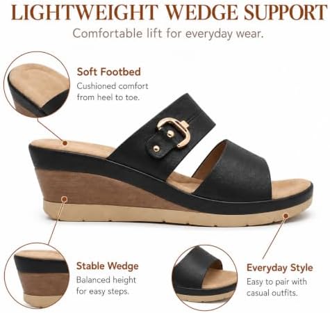Women’s Double-Strap Wedge Slides