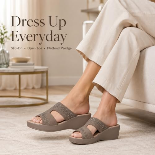 Women’s Rhinestone Knit Wedge Slides