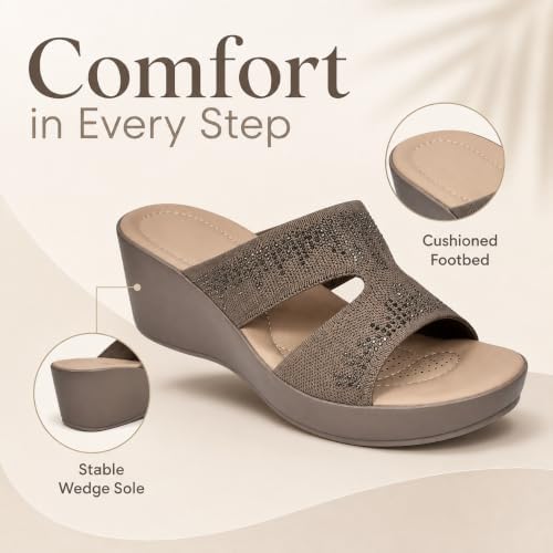 Women’s Rhinestone Knit Wedge Slides