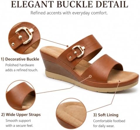 Women’s Double-Strap Wedge Slides