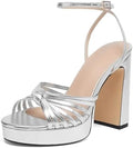 Women’s Metallic Platform Ankle-Strap Heels