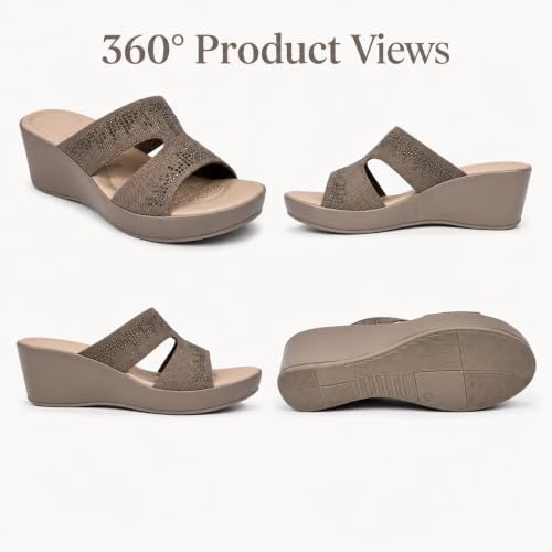 Women’s Rhinestone Knit Wedge Slides