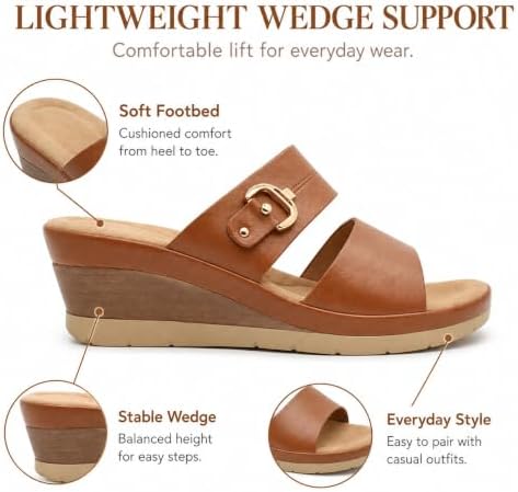 Women’s Double-Strap Wedge Slides