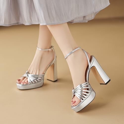 Women’s Metallic Platform Ankle-Strap Heels