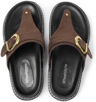 Women’s Suede-Style Buckle Thong Sandals