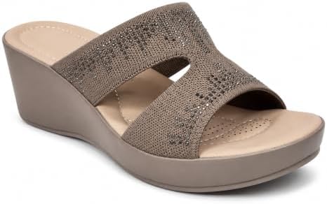 Women’s Rhinestone Knit Wedge Slides