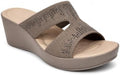 Women’s Rhinestone Knit Wedge Slides