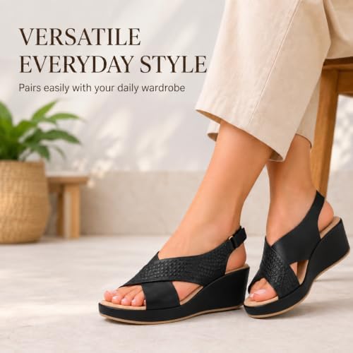 Women’s Crossover-Strap Wedge Sandals