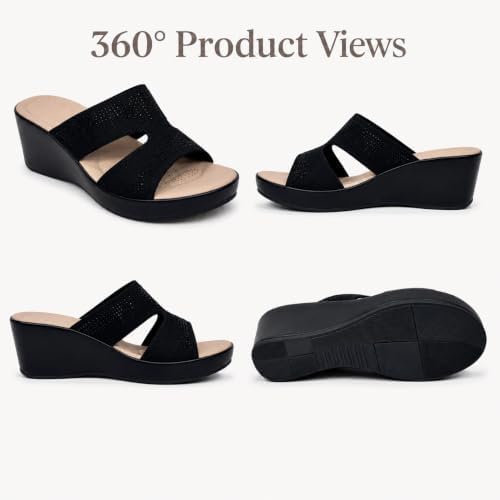 Women’s Rhinestone Knit Wedge Slides