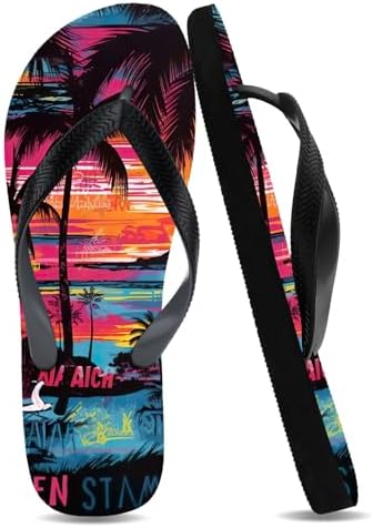 Palm-Print Beach Flip-Flops