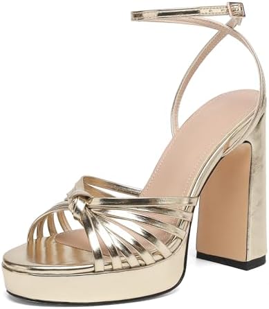 Women’s Metallic Platform Ankle-Strap Heels