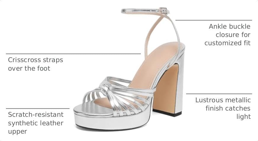 Women’s Metallic Platform Ankle-Strap Heels