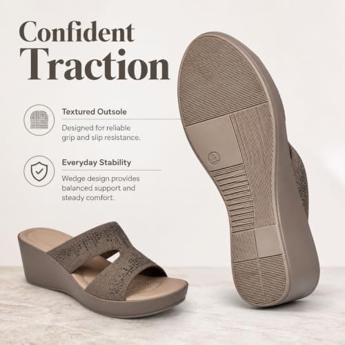 Women’s Rhinestone Knit Wedge Slides